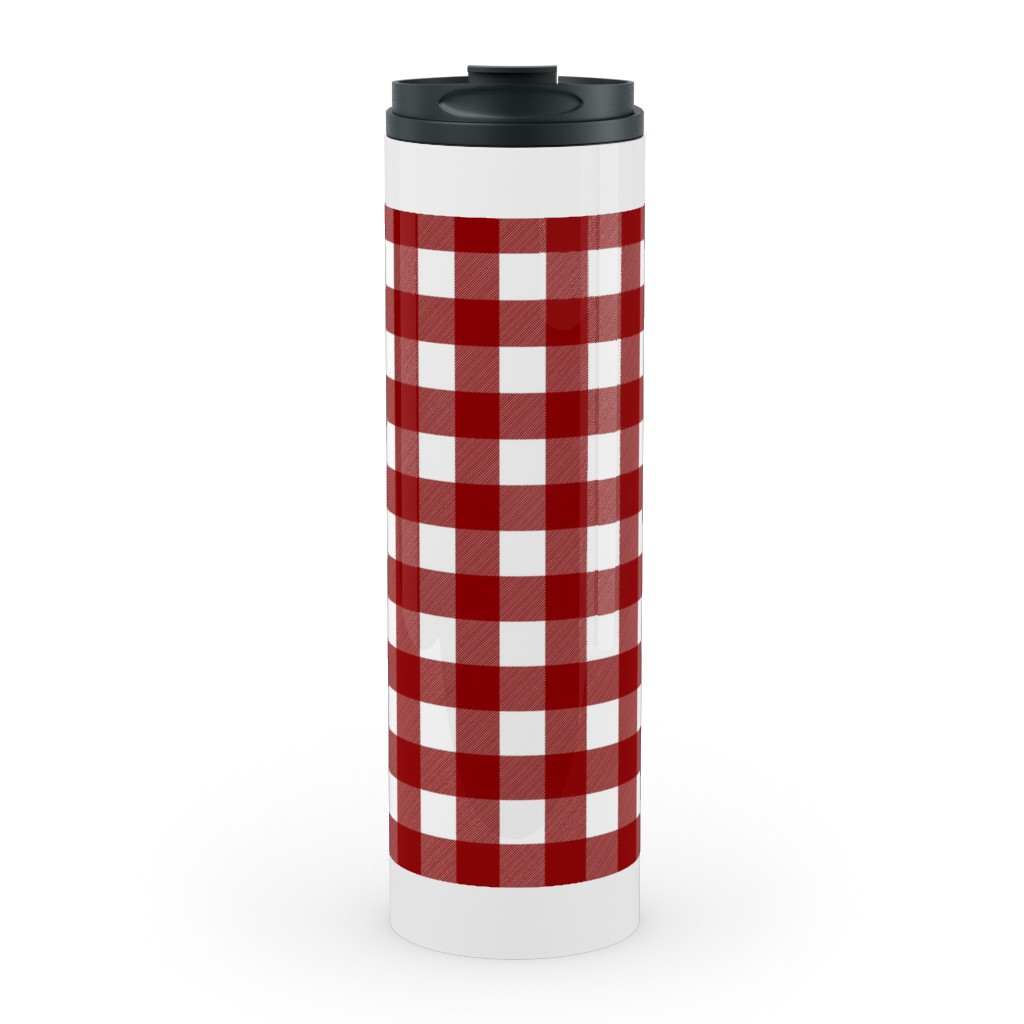 Traditional Red Buffalo Plaid Stainless Mug, White,  , 20oz, Red