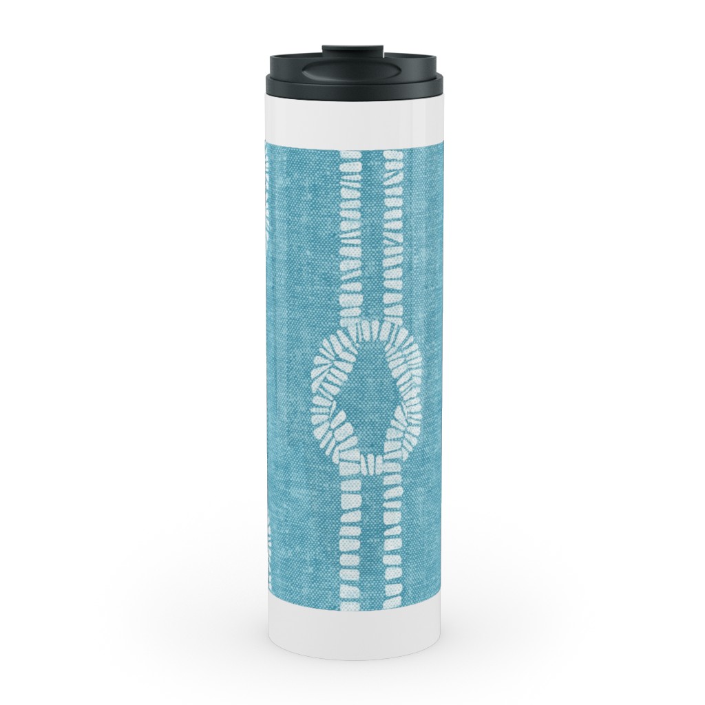 Nautical Coastal Square Rope Knots - Summer Blue Stainless Mug, White, , 20oz, Blue, True Blue