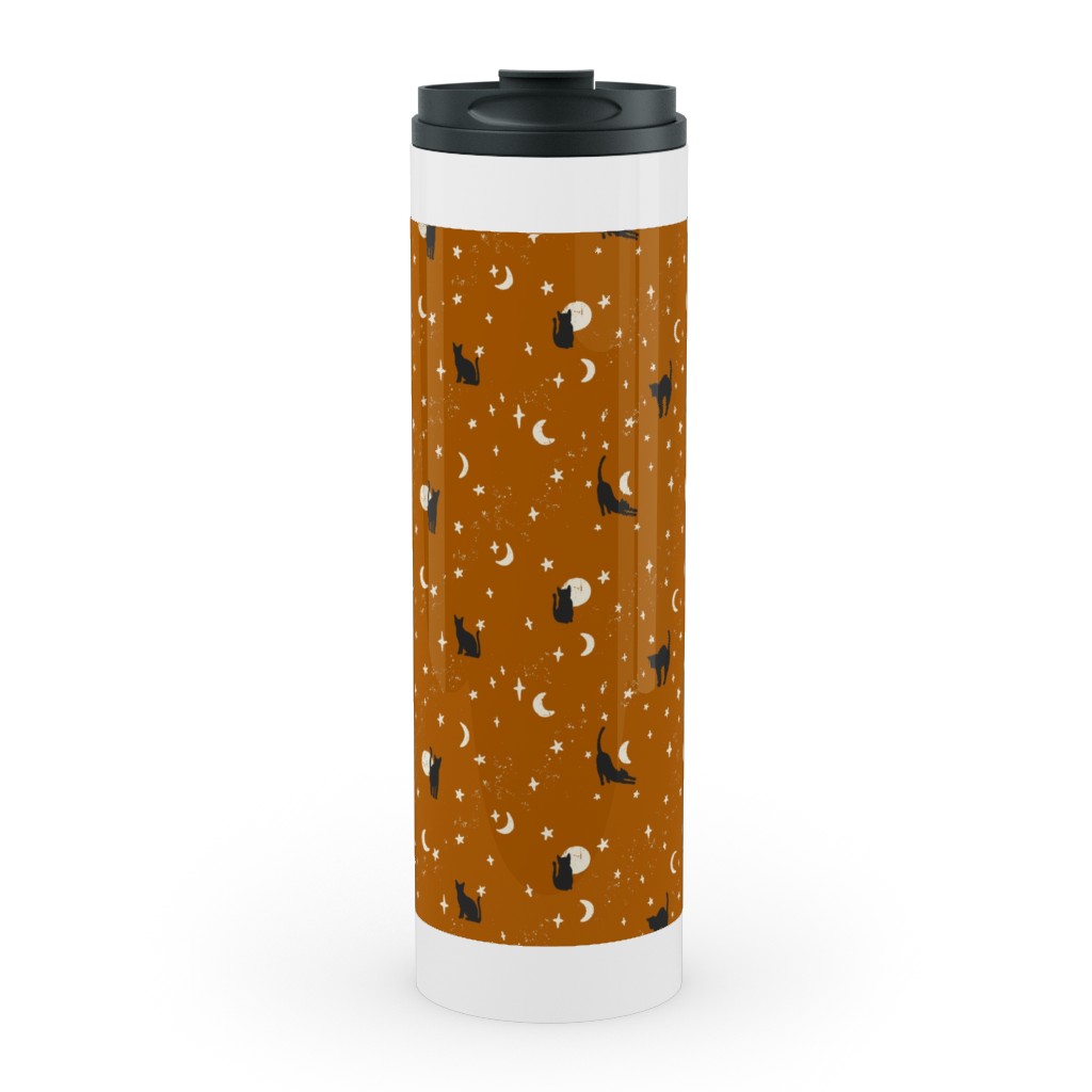 Halloween Black Cats - Orange Stainless Mug, White,  , 20oz, Orange