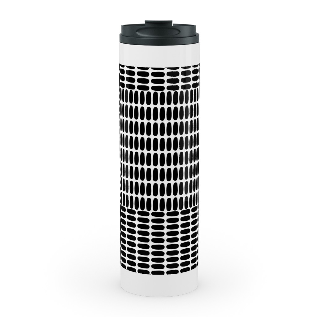 Basketweave - Neutral Stainless Mug, White, , 20oz, Black, Black