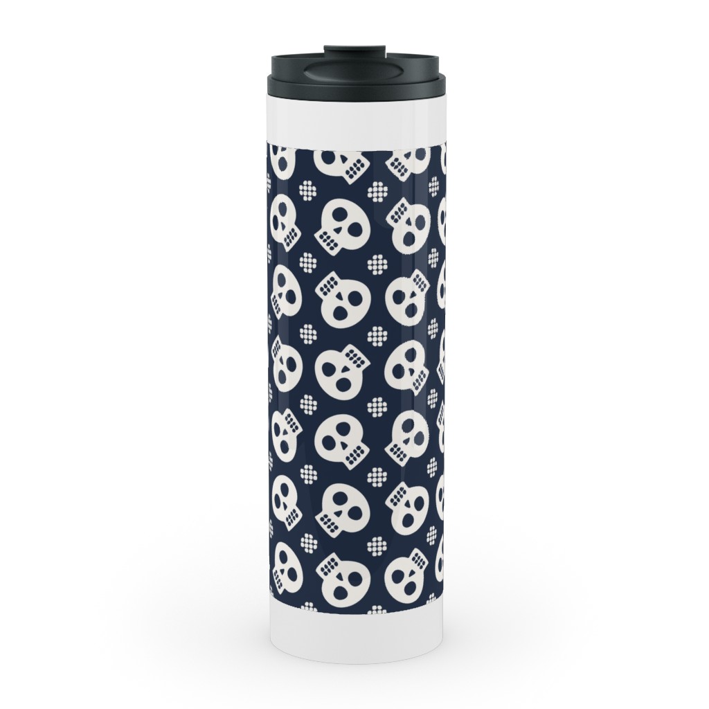 Halloween Skulls Stainless Mug, White,  , 20oz, Black