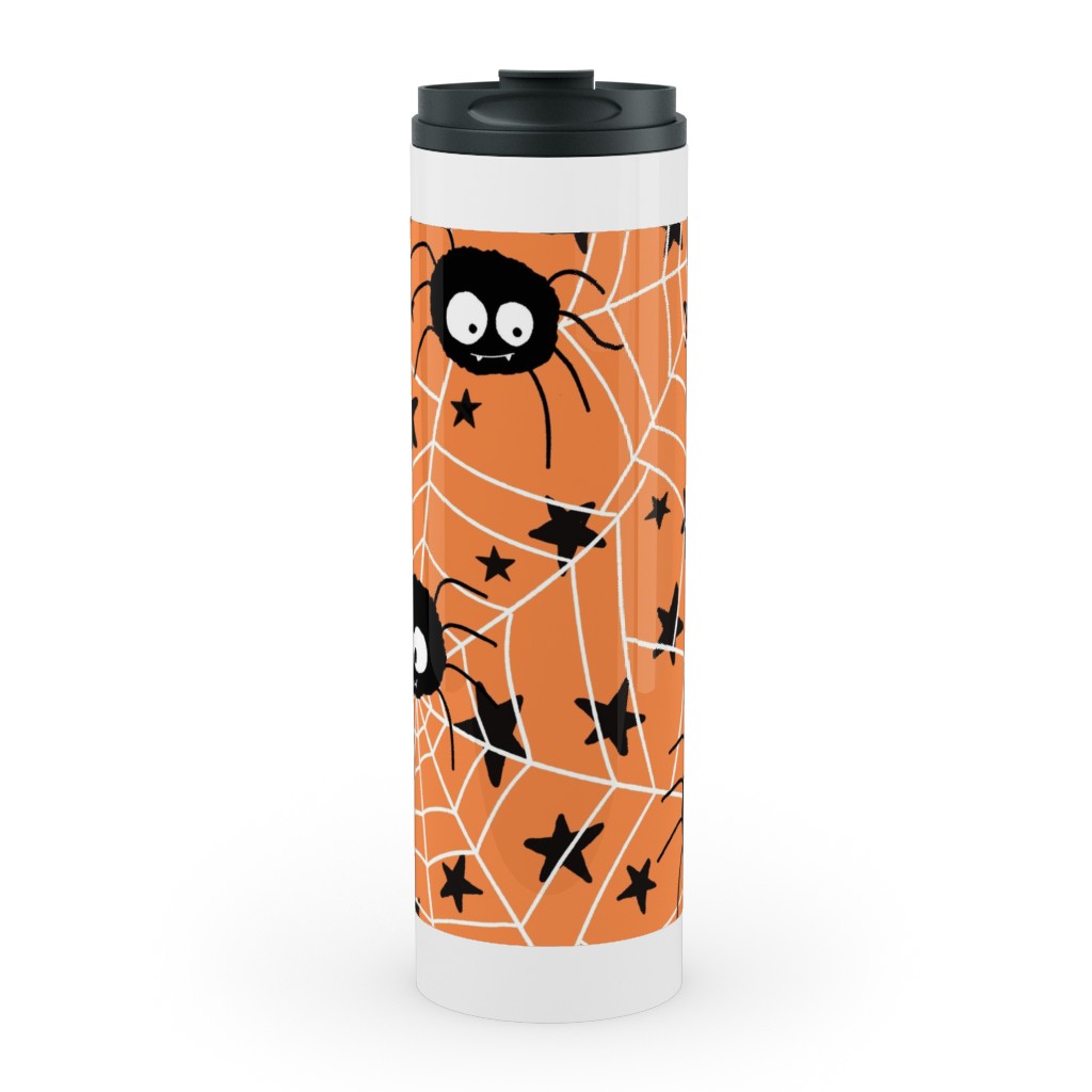 Cute Hand-Drawn Spider Halloween - Orange Stainless Mug, White,  , 20oz, Orange