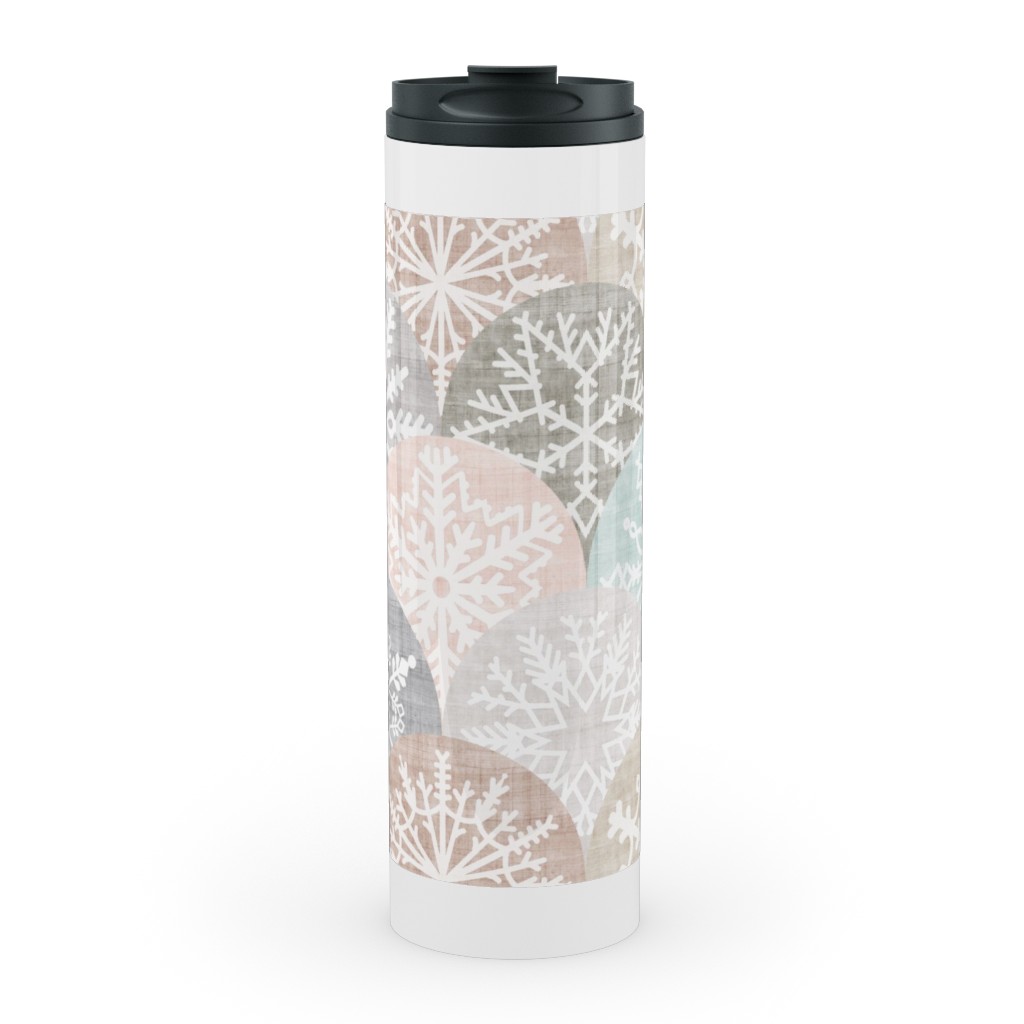 Winter Snowflake Scales - Neutral Stainless Mug, White, , 20oz, Beige, Pearl