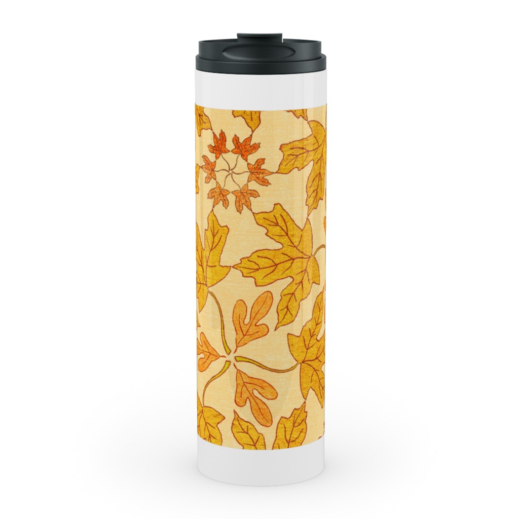 Autumn Leaf Kaleidoscope Stainless Mug, White,  , 20oz, Orange