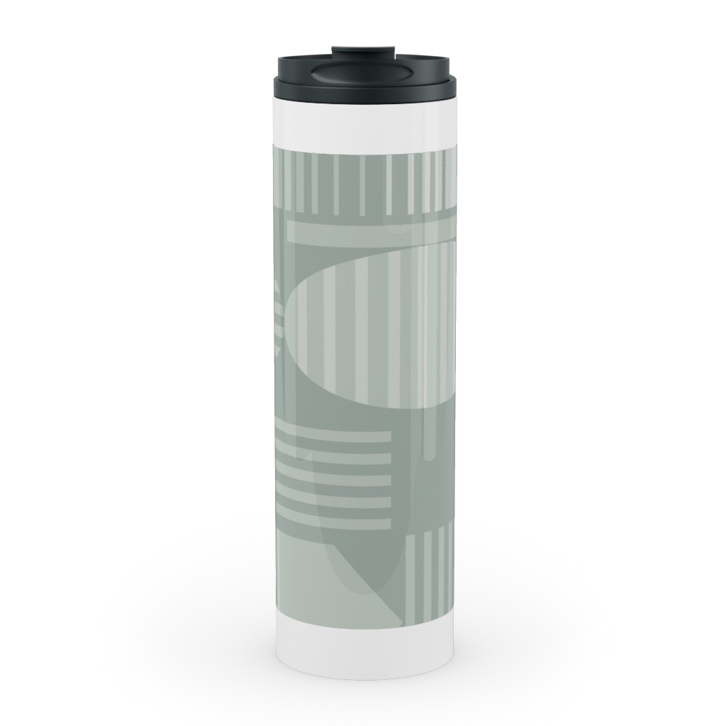 Ovals and Arrows - Neutral Sage Stainless Mug, White, , 20oz, Green, Classic Green