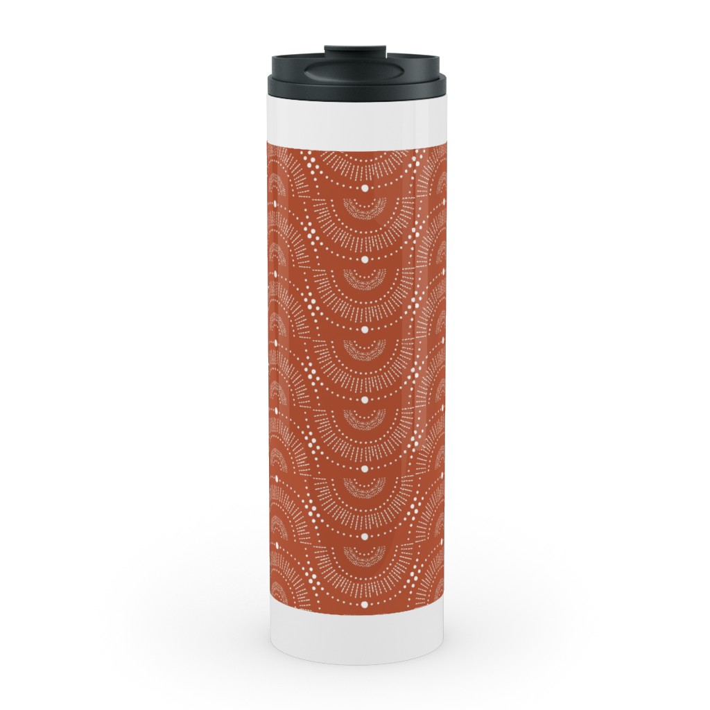 Rise and Shine - Boho Geometric - Terra Cotta Stainless Mug, White, , 20oz, Orange, Orange