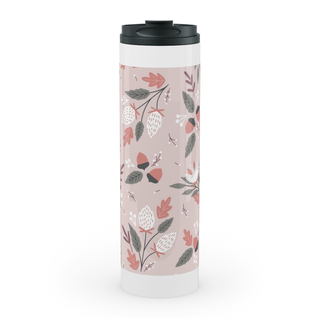 Fall Foliage - Pink Stainless Mug, White,  , 20oz, Pink