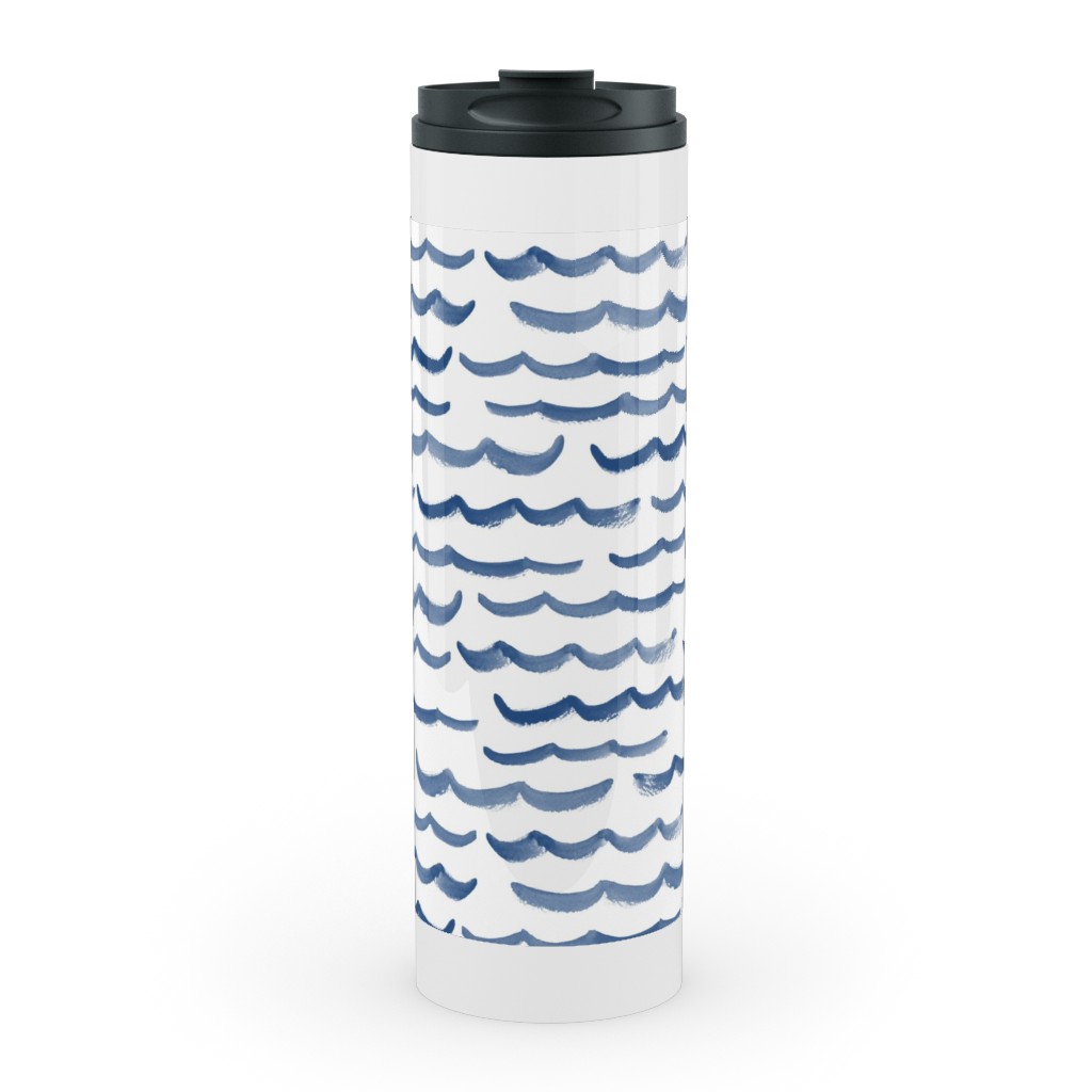 Ocean Waves Stainless Mug, White, , 20oz, White, Blue Lagoon