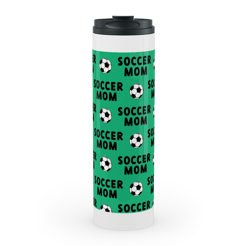 Soccer Mom - Green Stainless Mug, White,  , 20oz, Green