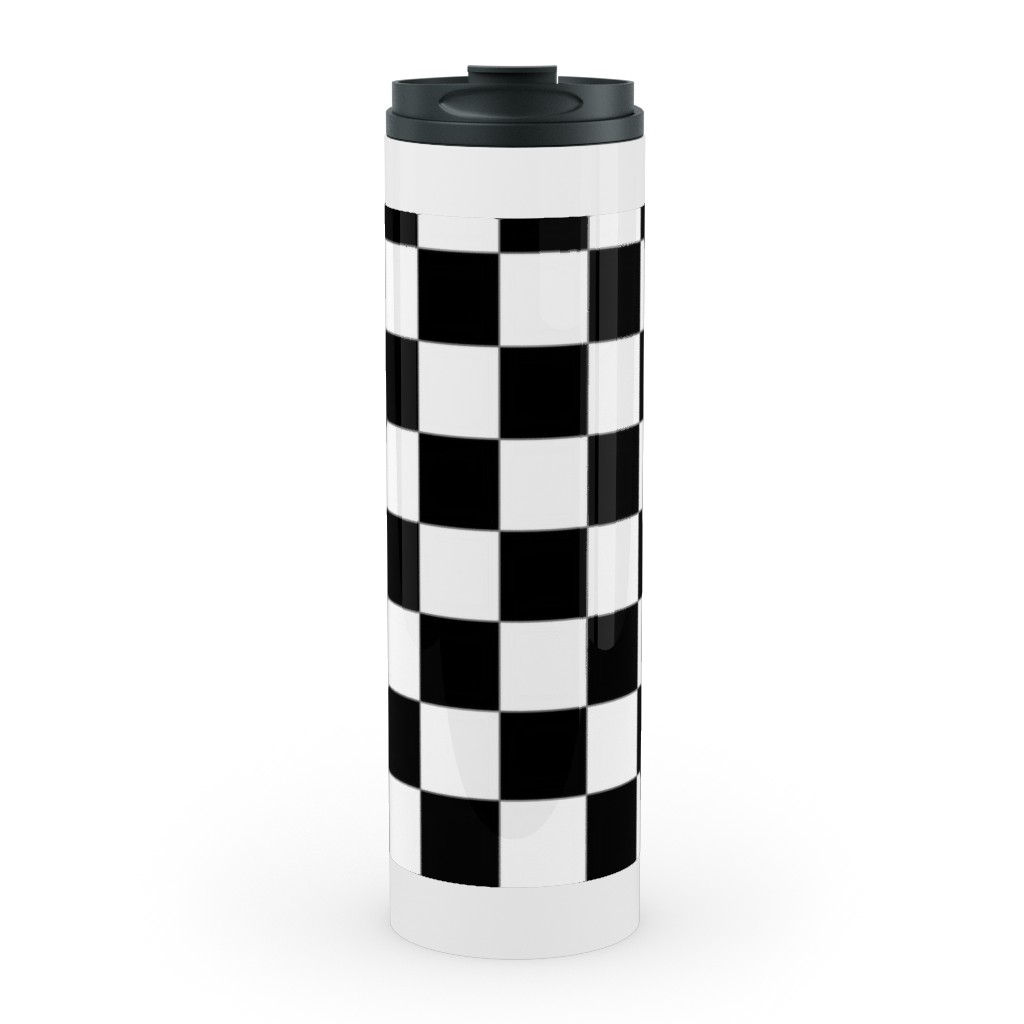 Checker - Black and White Stainless Mug, White,  , 20oz, Black