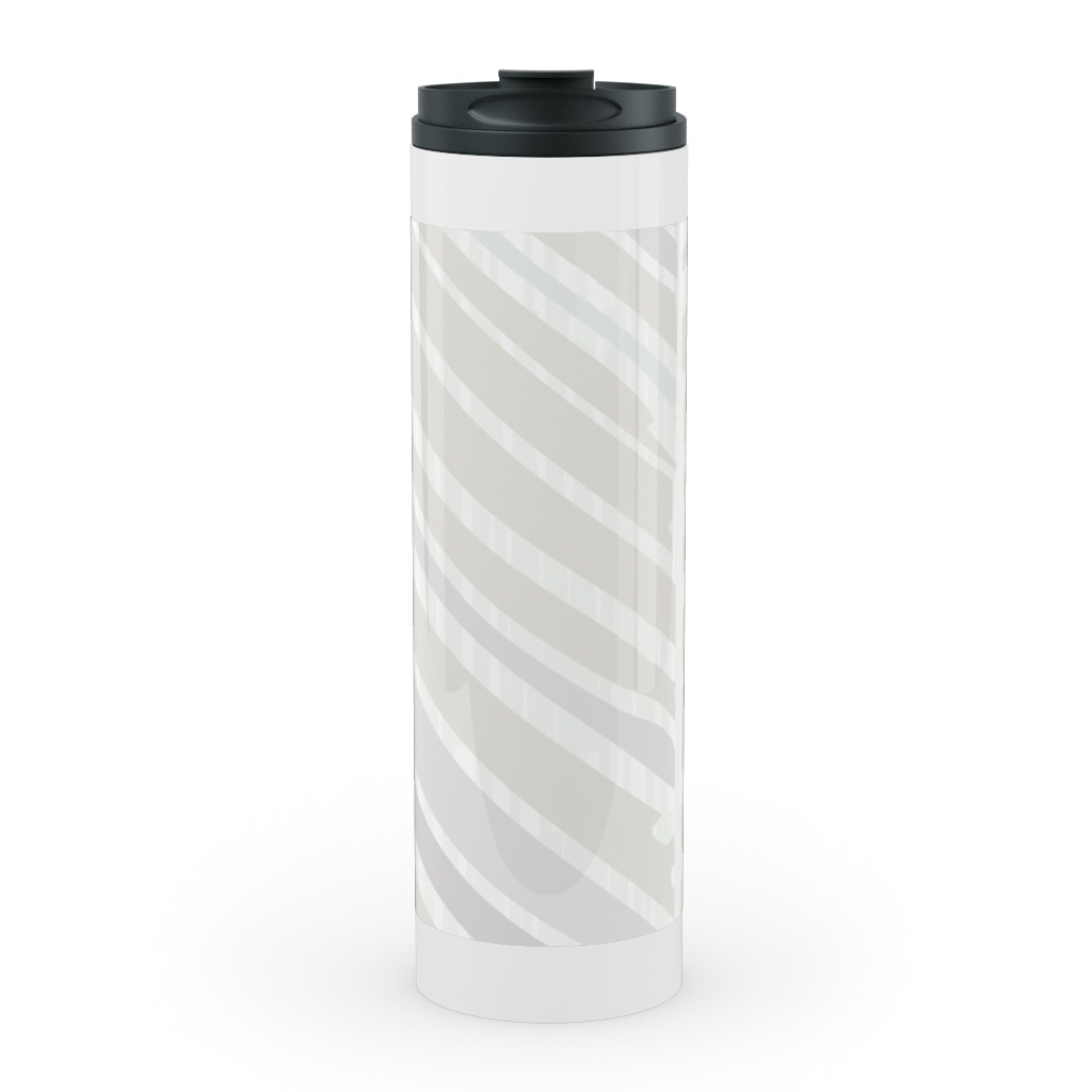 Herringbone Hues Stainless Mug, White, , 20oz, Gray, Silver Lining