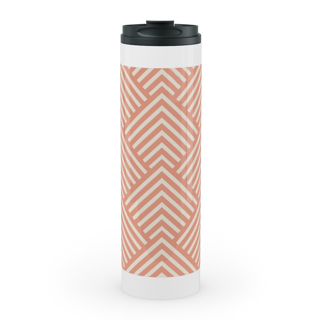 Mod Triangles - Blush Stainless Mug, White, , 20oz, Pink, Bright Pink