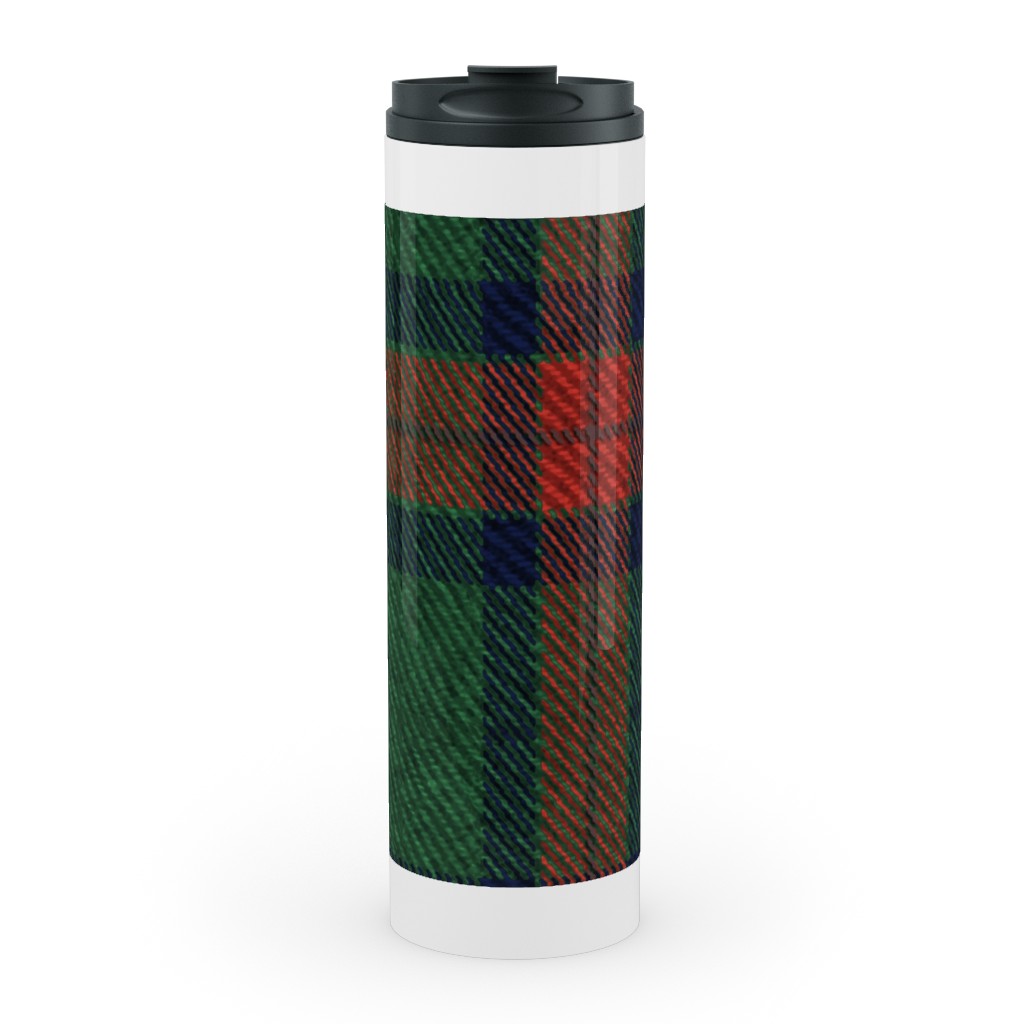 Holiday Tartan Stainless Mug, White, , 20oz, Green, Classic Green
