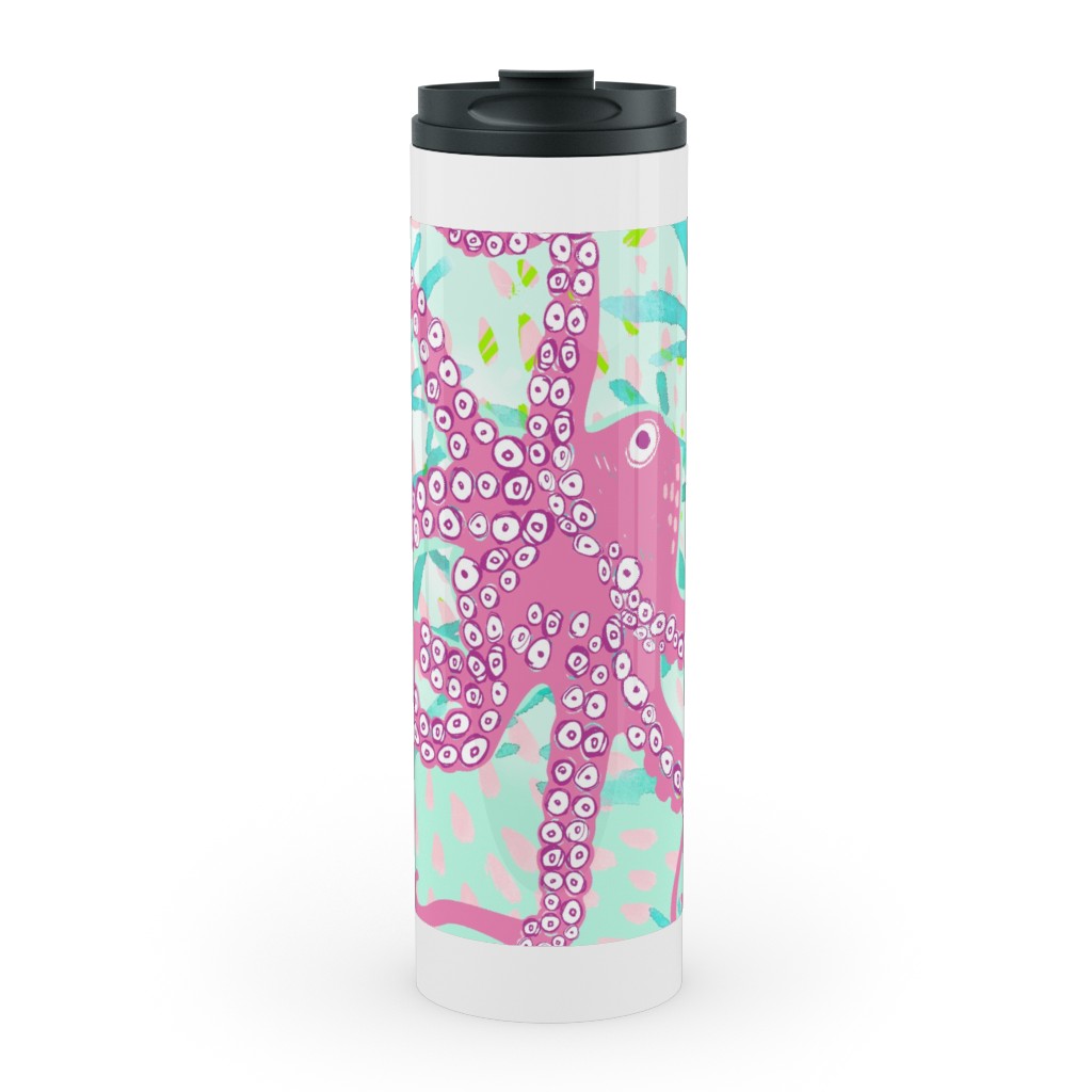 Oceana - Pink and Teal Stainless Mug, White, , 20oz, Multicolor