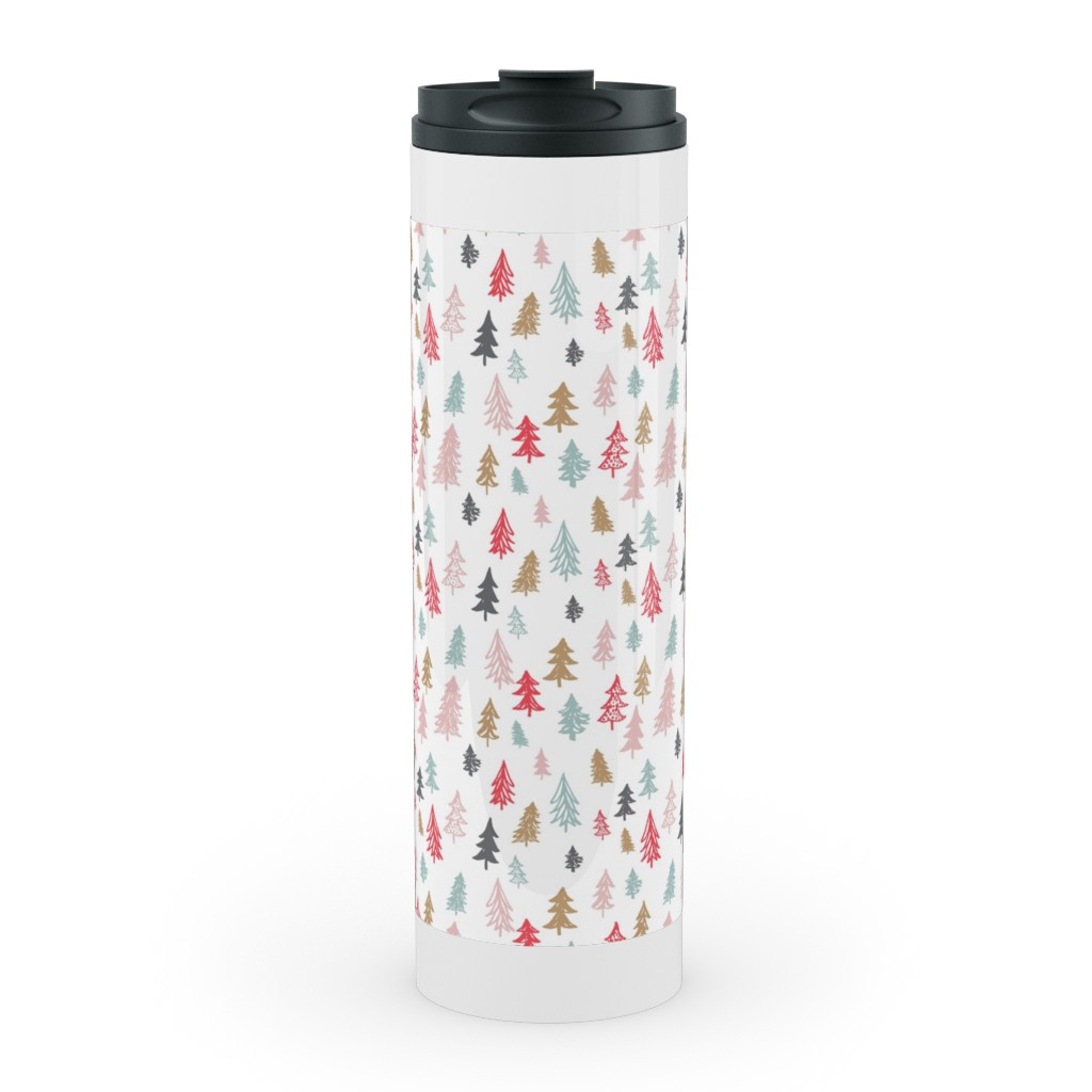 Forest Sketch - Red and Pink Stainless Mug, White, , 20oz, Red, Red