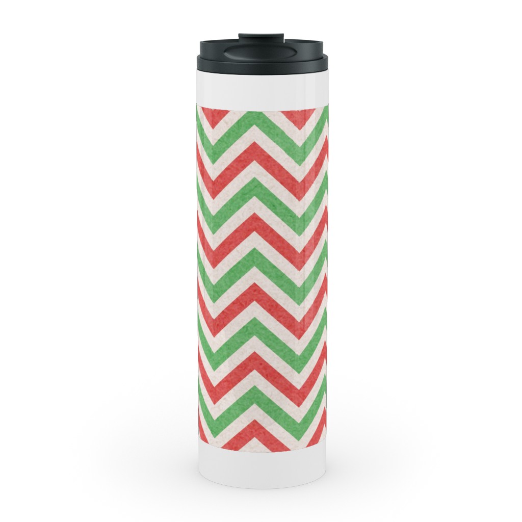 Mottled Holiday Zigzags Stainless Mug, White, , 20oz, Multicolor