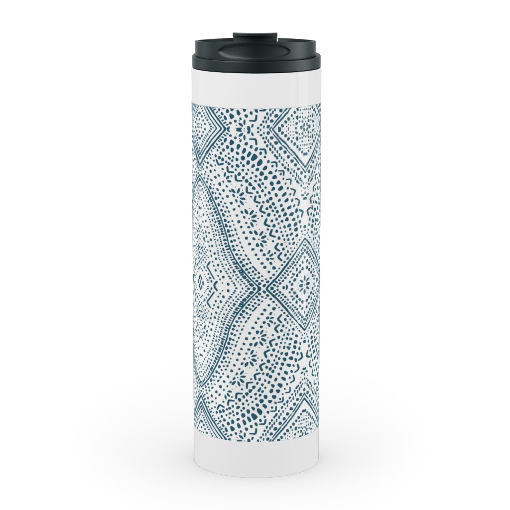 Tribal Dot - Navy Stainless Mug, White, , 20oz, Blue, True Blue