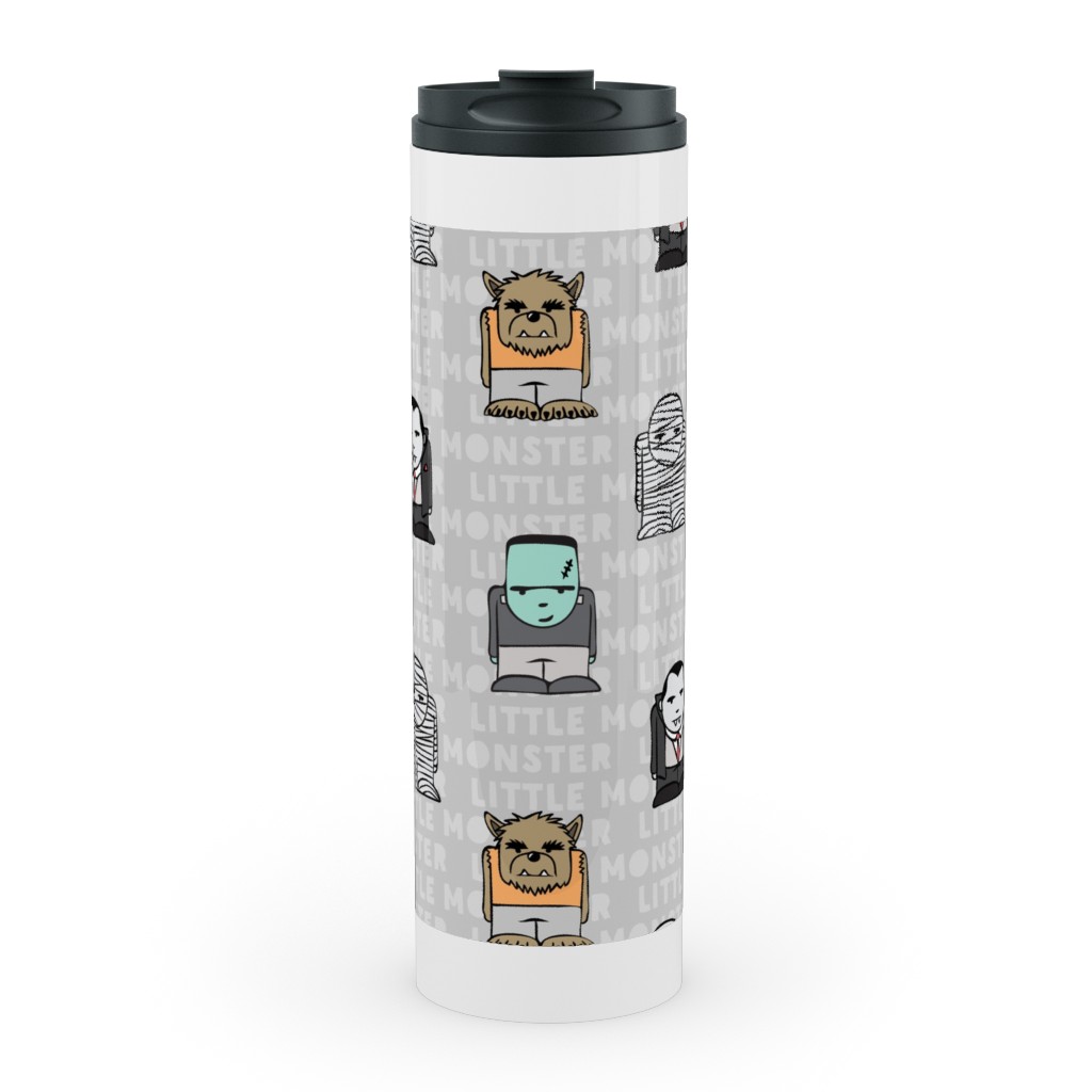 Little Monster - Gray Stainless Mug, White,  , 20oz, Gray