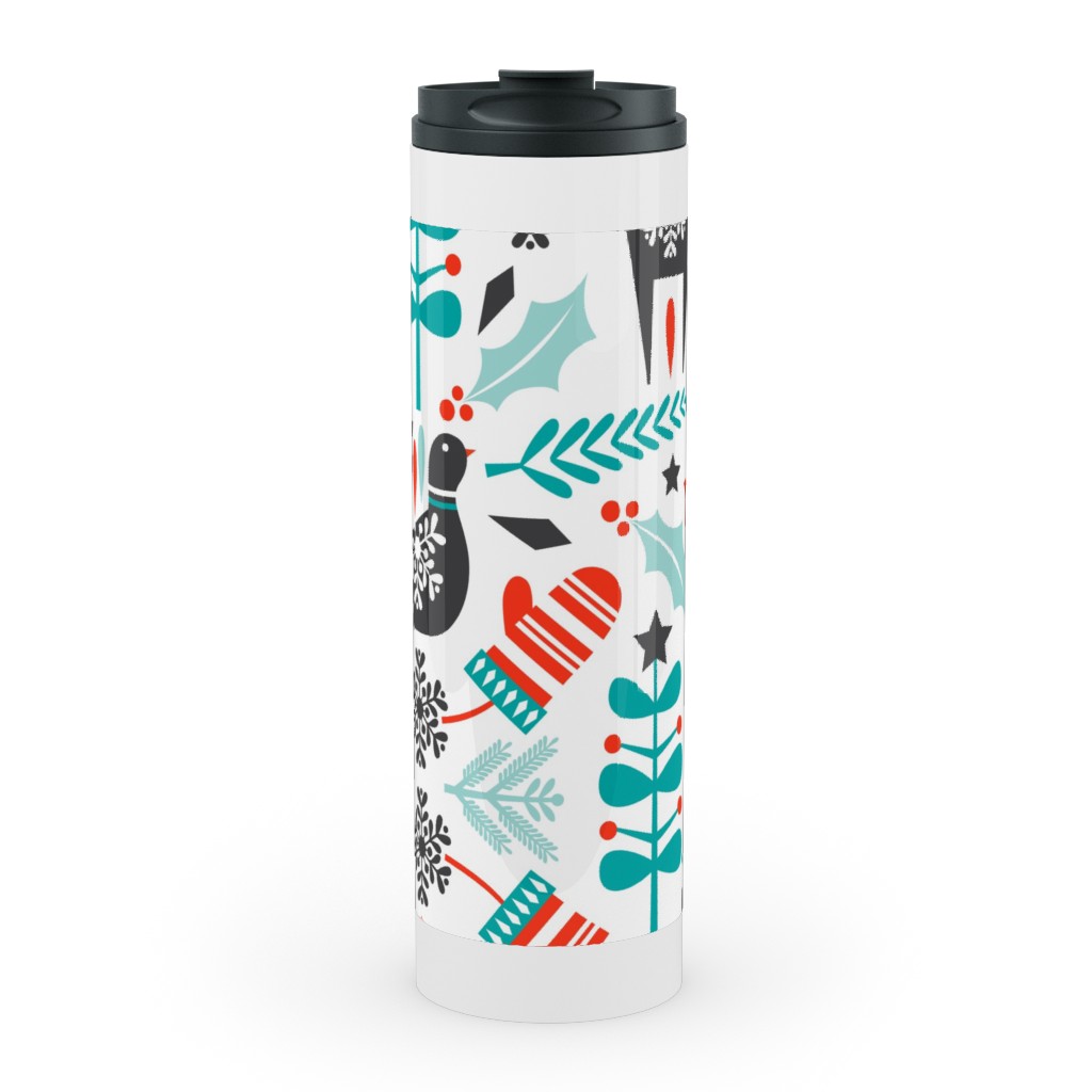 Hygge Folk Art Christmas Stainless Mug, White, , 20oz, Multicolor