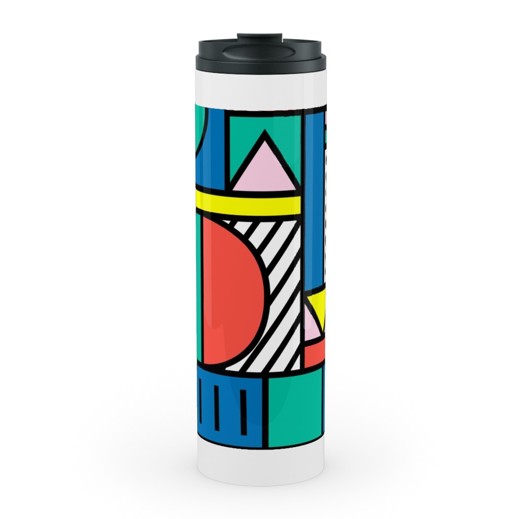 Memphis Color Block Stainless Mug, White, , 20oz, Multicolor