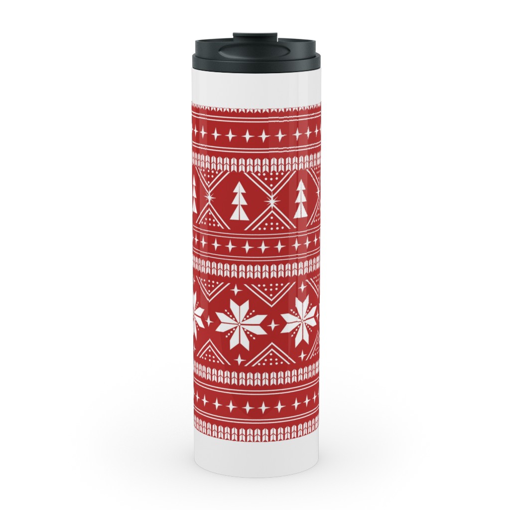 Nordic Sweater - Red Stainless Mug, White,  , 20oz, Red