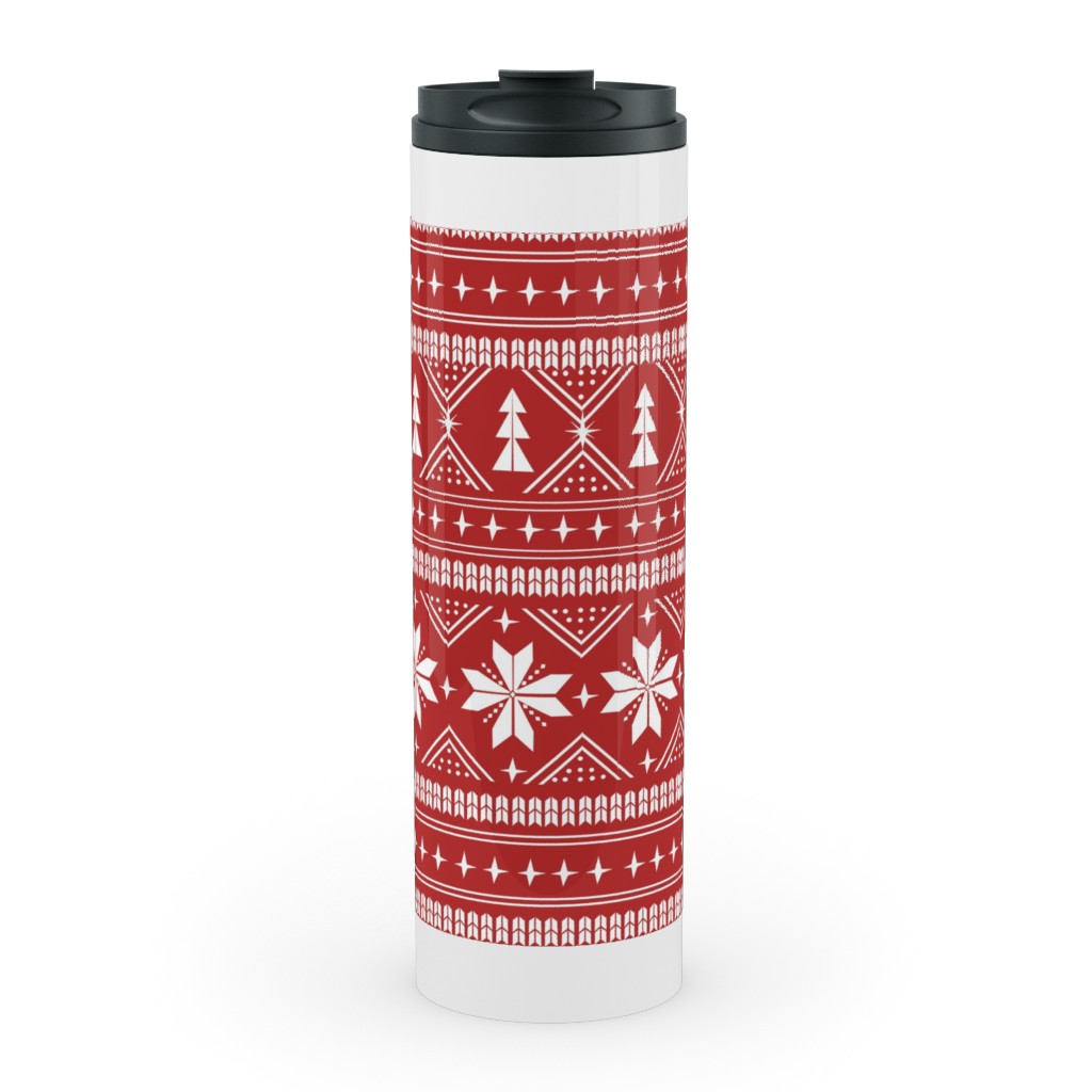 Nordic Sweater - Red Stainless Mug, White, , 20oz, Red, Red
