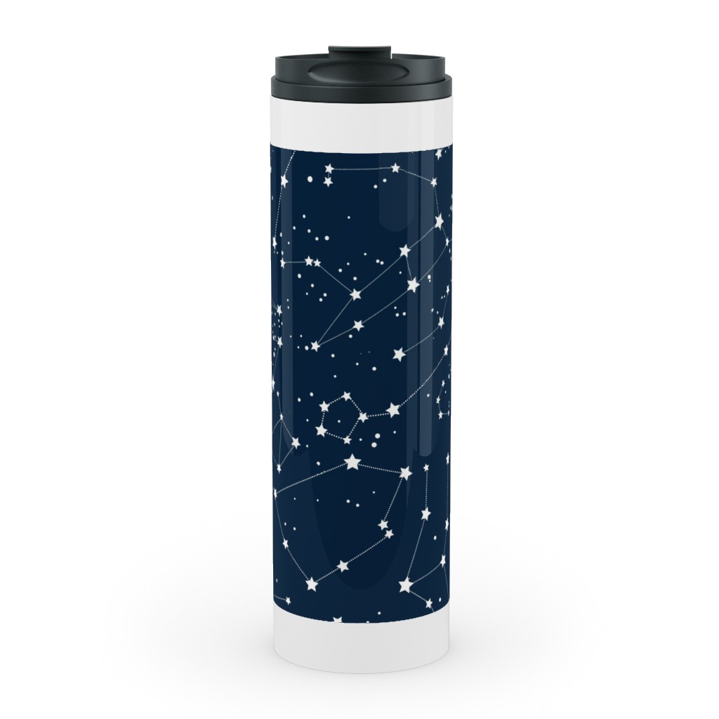 Constellations - White Stars on Navy Stainless Mug, White, , 20oz, Blue, True Blue