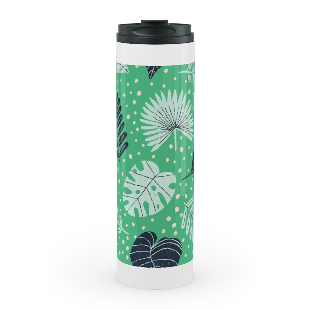 Leafy Jungle - Green Stainless Mug, White,  , 20oz, Green