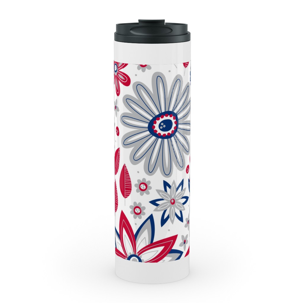 Bohemian Fields - Red, White and Blue Stainless Mug, White, , 20oz, Red, Red
