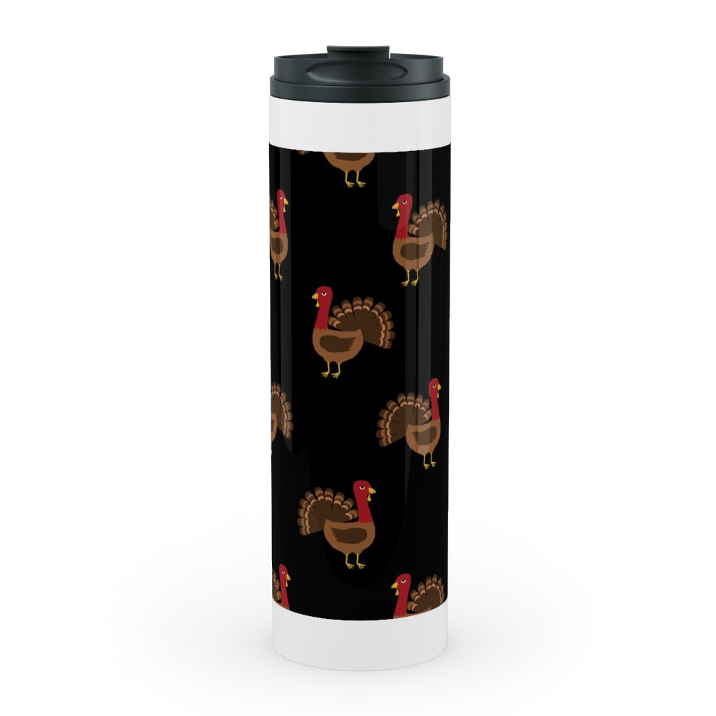 Turkey Toss Stainless Mug, White, , 20oz, Black, Rich Black