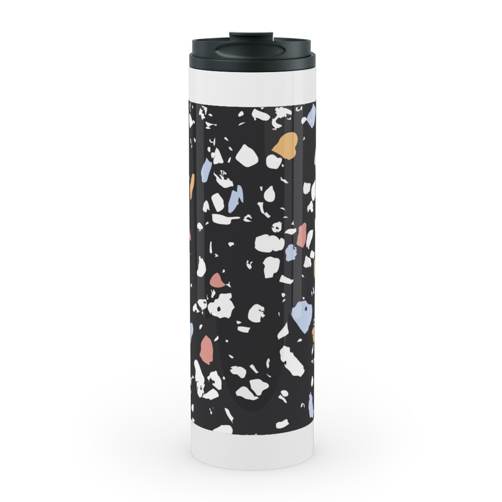 Terrazzo Print - Dark Stainless Mug, White,  , 20oz, Black