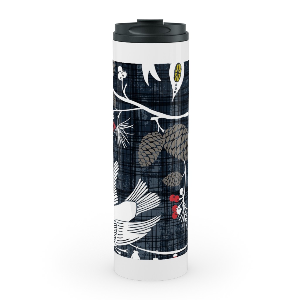 Merry Forest Stainless Mug, White, , 20oz, Black, Golden