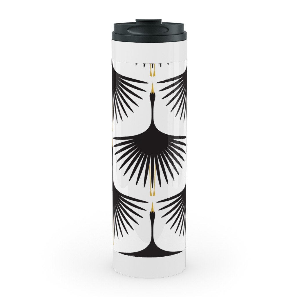 Art Deco Swans Stainless Mug, White, , 20oz, White, White