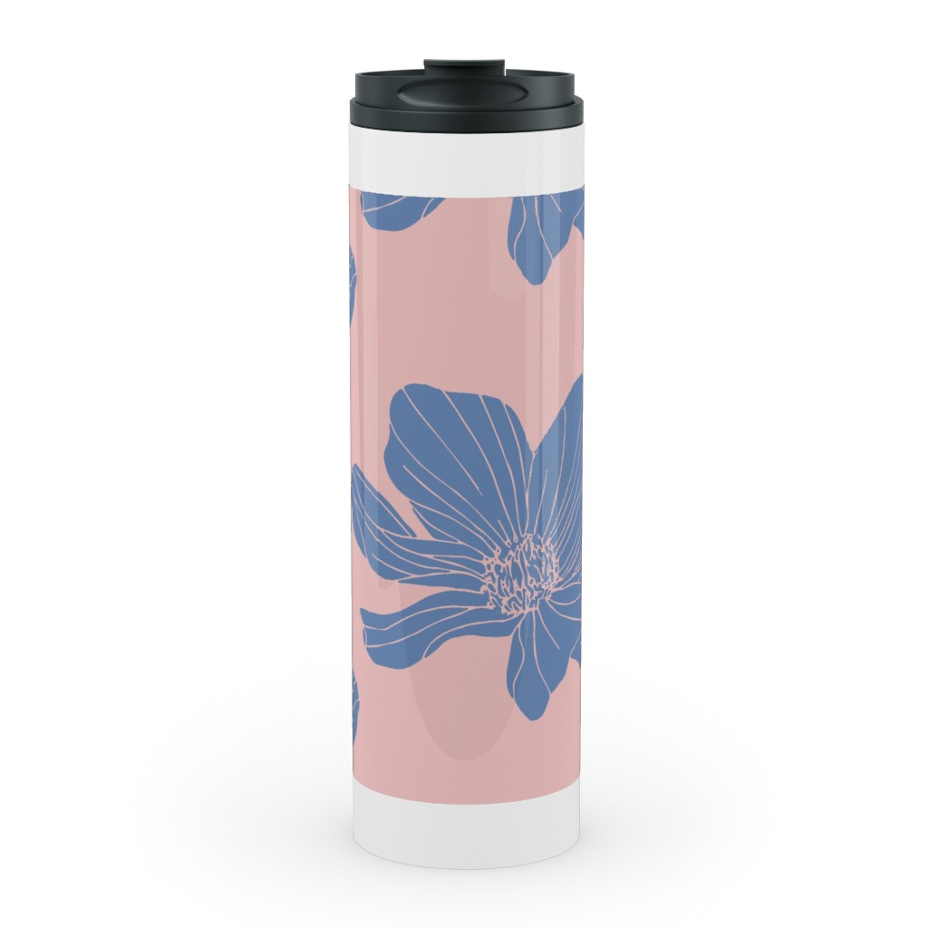 Poppies Stainless Mug, White,  , 20oz, Pink