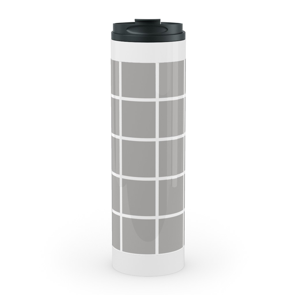 Window Pane Stainless Mug, White,  , 20oz, Gray