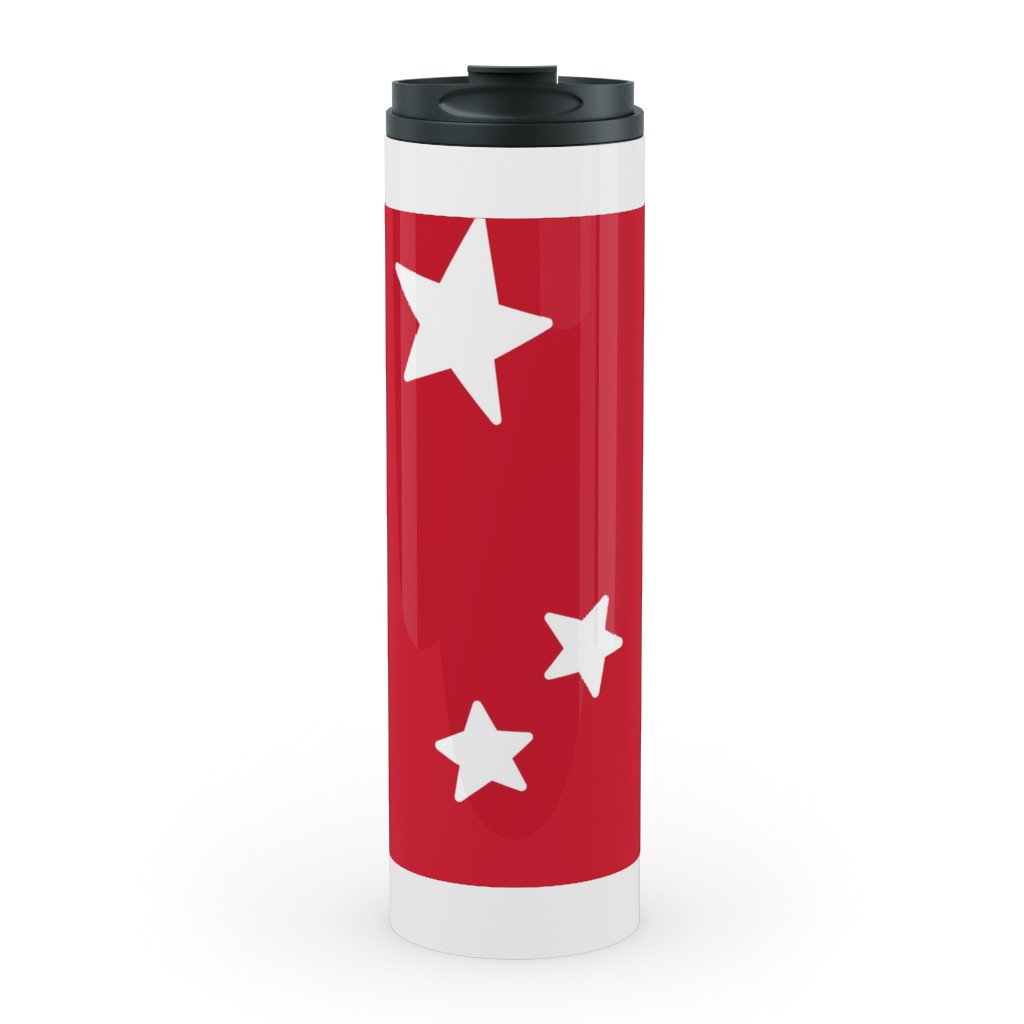 Stars Stainless Mug, White,  , 20oz, Red