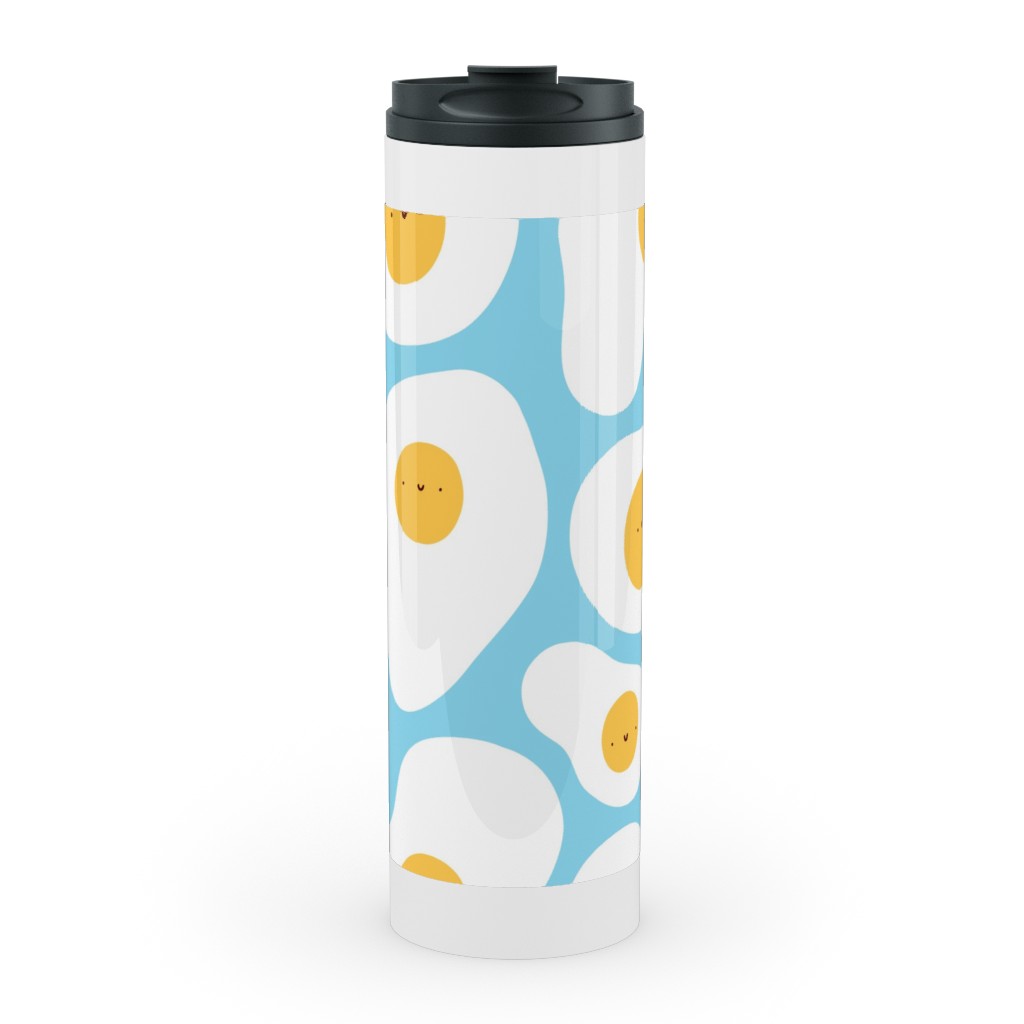 Cute Fried Eggs - Blue Stainless Mug, White,  , 20oz, Blue