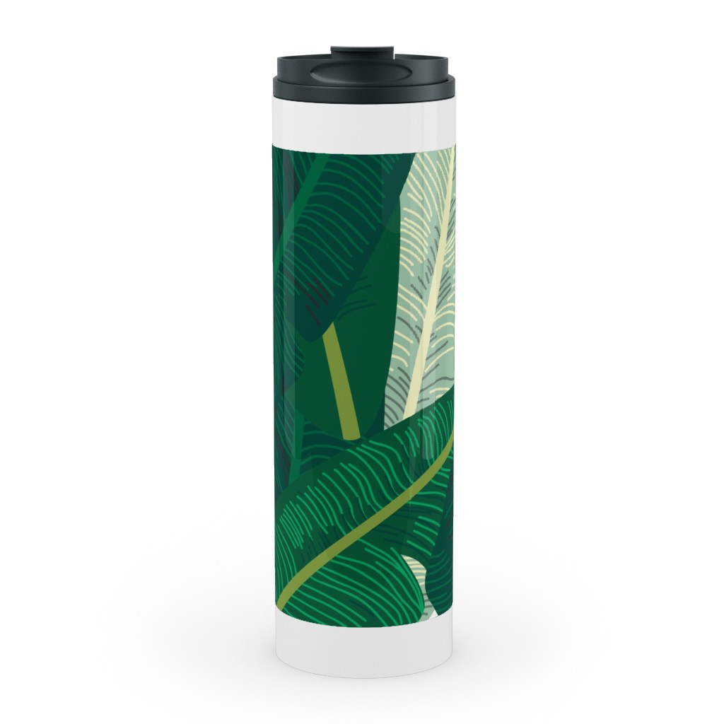 Classic Banana Leaves - Palm Springs Green Stainless Mug, White,  , 20oz, Green