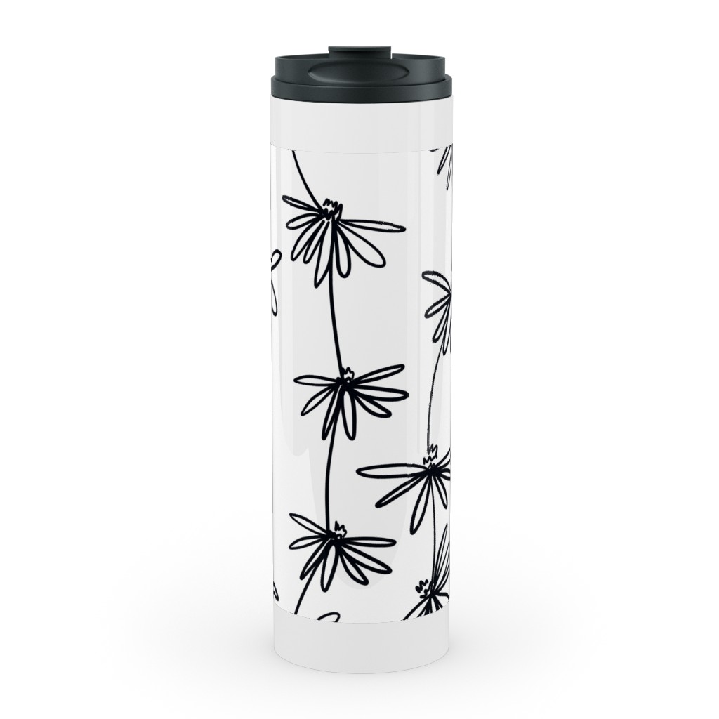 Daisy Chain - Black and White Stainless Mug, White,  , 20oz, White