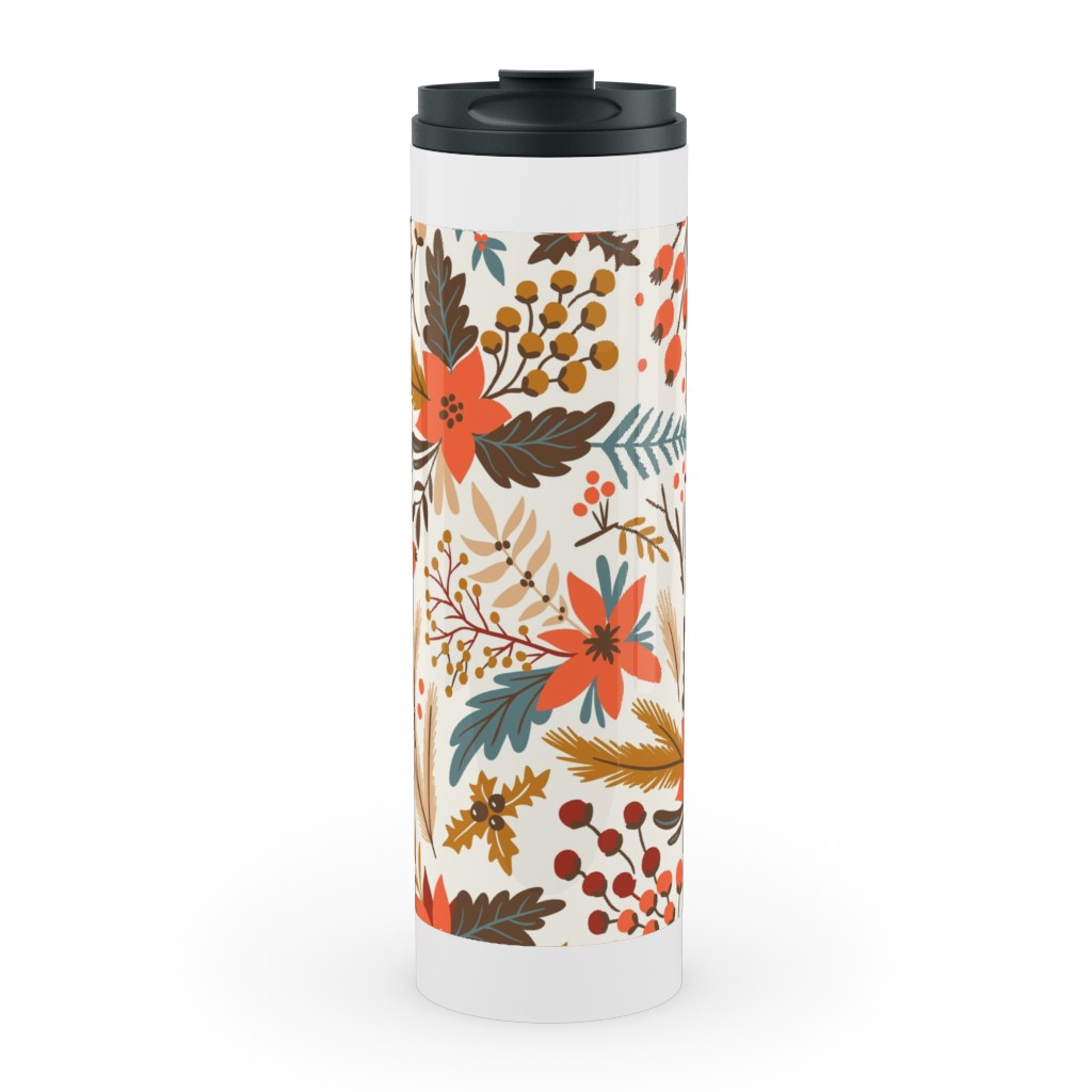 Christmas Flowers - Multi Stainless Mug, White, , 20oz, Multicolor