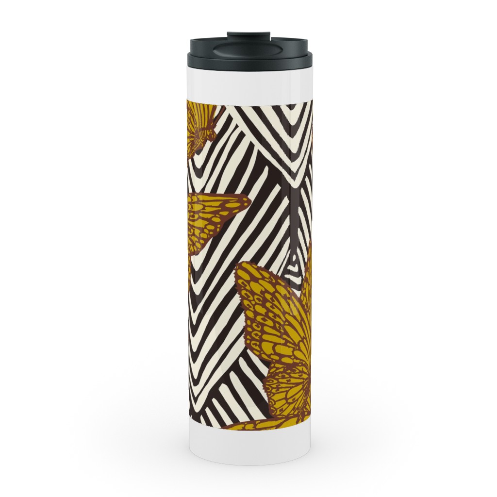 Enchanted Butterfly - Gold Stainless Mug, White, , 20oz, Yellow, Classic Yellow