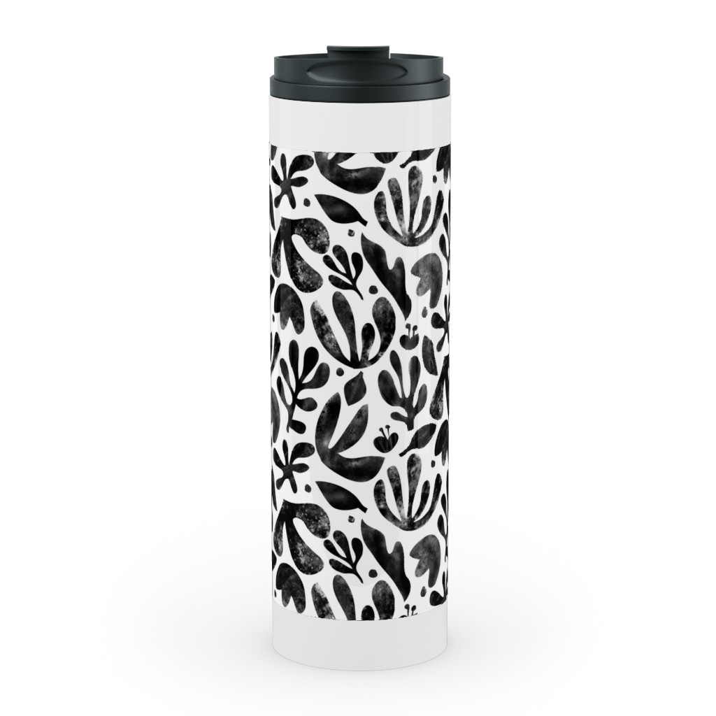 Flower Cutouts - Neutral Stainless Mug, White, , 20oz, Black, Black