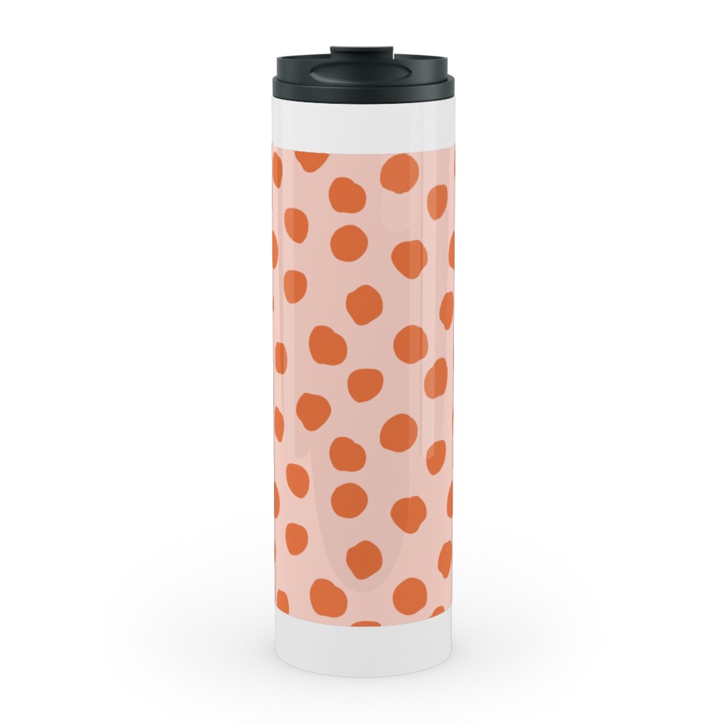 Dotty - Pink and Orange Stainless Mug, White,  , 20oz, Pink