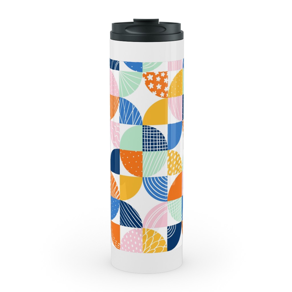 Modern Quilt Pattern - Multi Stainless Mug, White, , 20oz, Multicolor