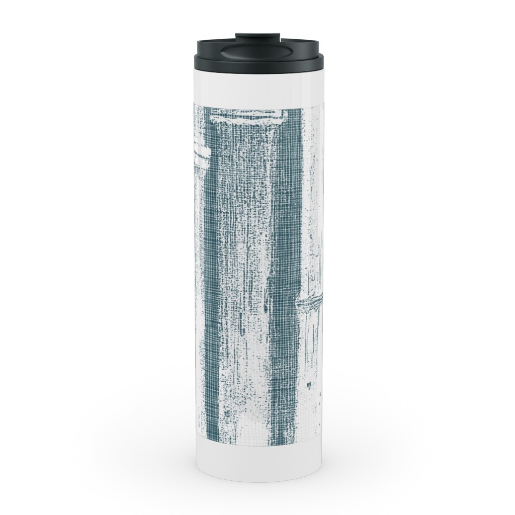 Bamboo - Grey Stainless Mug, White,  , 20oz, Blue