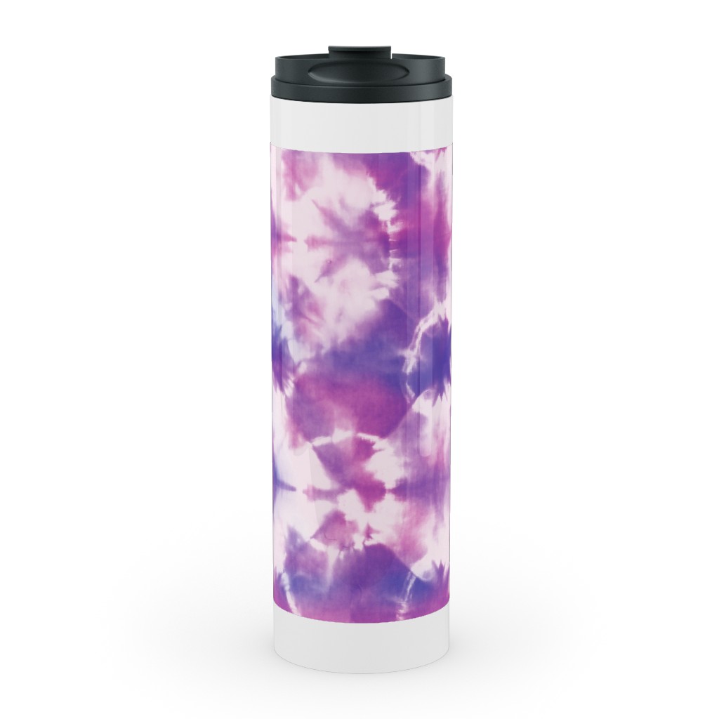 Tie-Dye - Purple and Pink Stainless Mug, White,  , 20oz, Purple