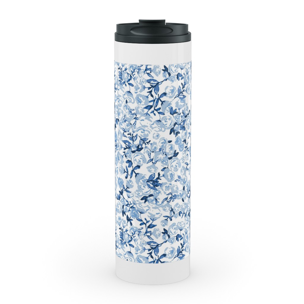 a Thousand Roses - Blue Stainless Mug, White,  , 20oz, Blue