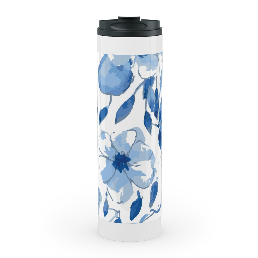 the Flow of the Garden - Blue Stainless Mug, White, , 20oz, Blue, True Blue