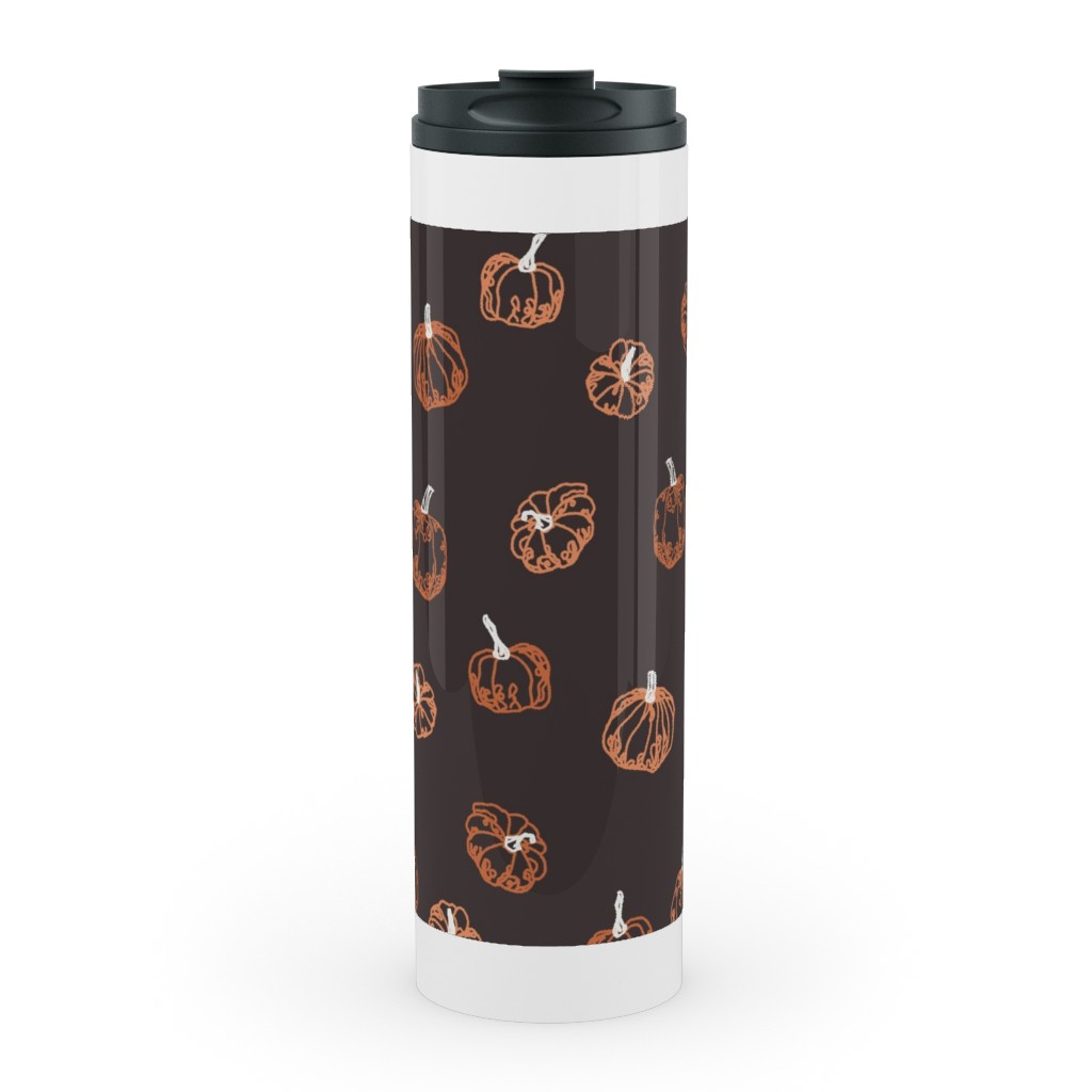 Pumpkins Stainless Mug, White,  , 20oz, Brown
