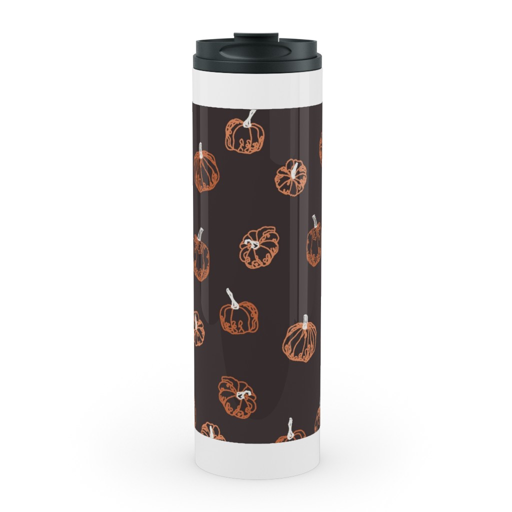 Pumpkins Stainless Mug, White,  , 20oz, Brown